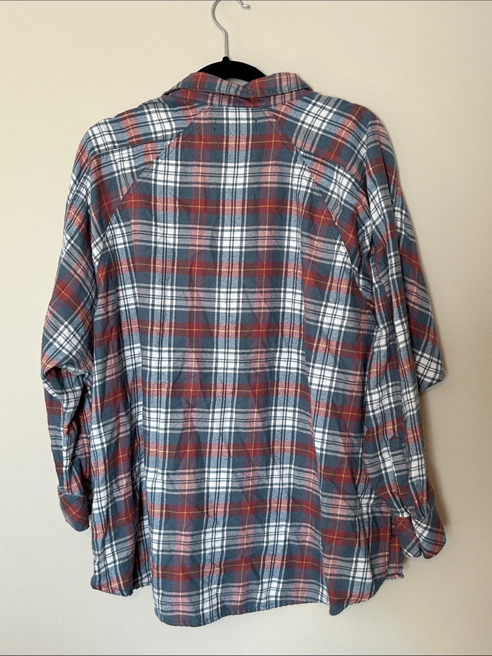 Urban Outfitters Plaid Flannel Shirt — Blue, Rust & White - Picture 3 of 3